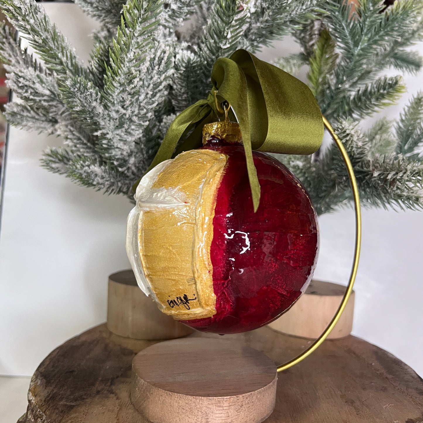 White on Gold on Red Cross Ball Ornament