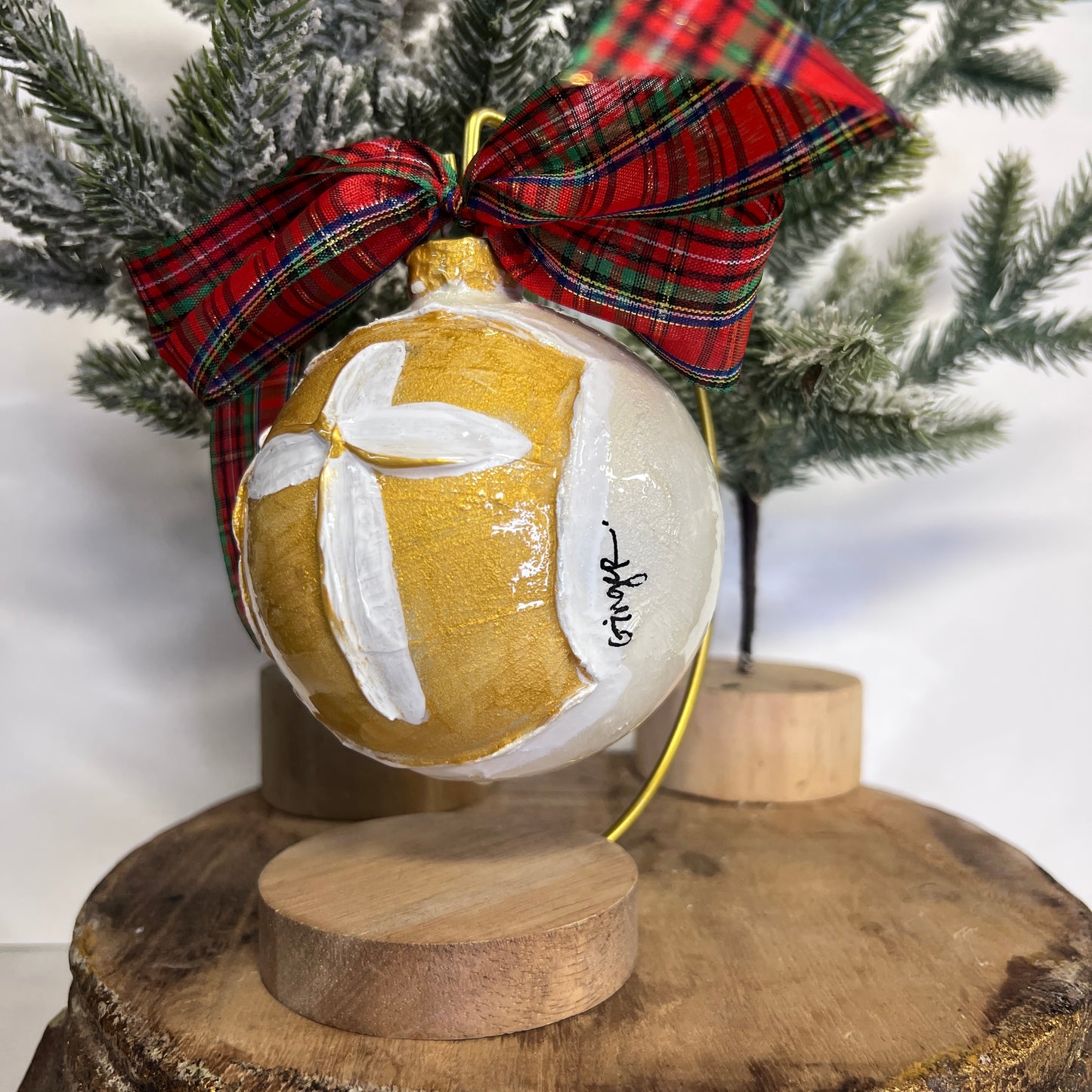 White on Gold on White Ball Ornament