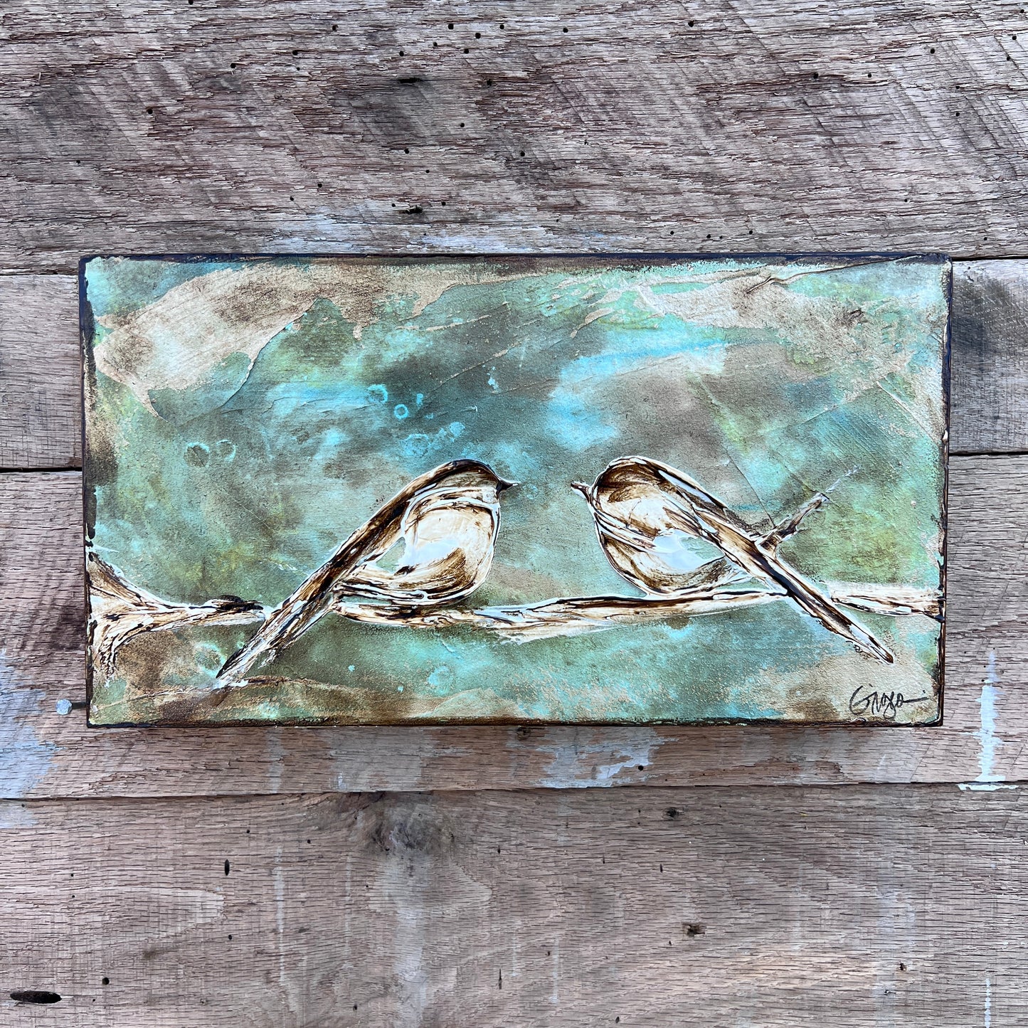 Sparrows Two Green Horizontal