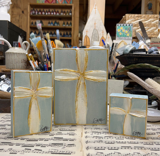 Blessed Be Cross Robins Egg Blue
