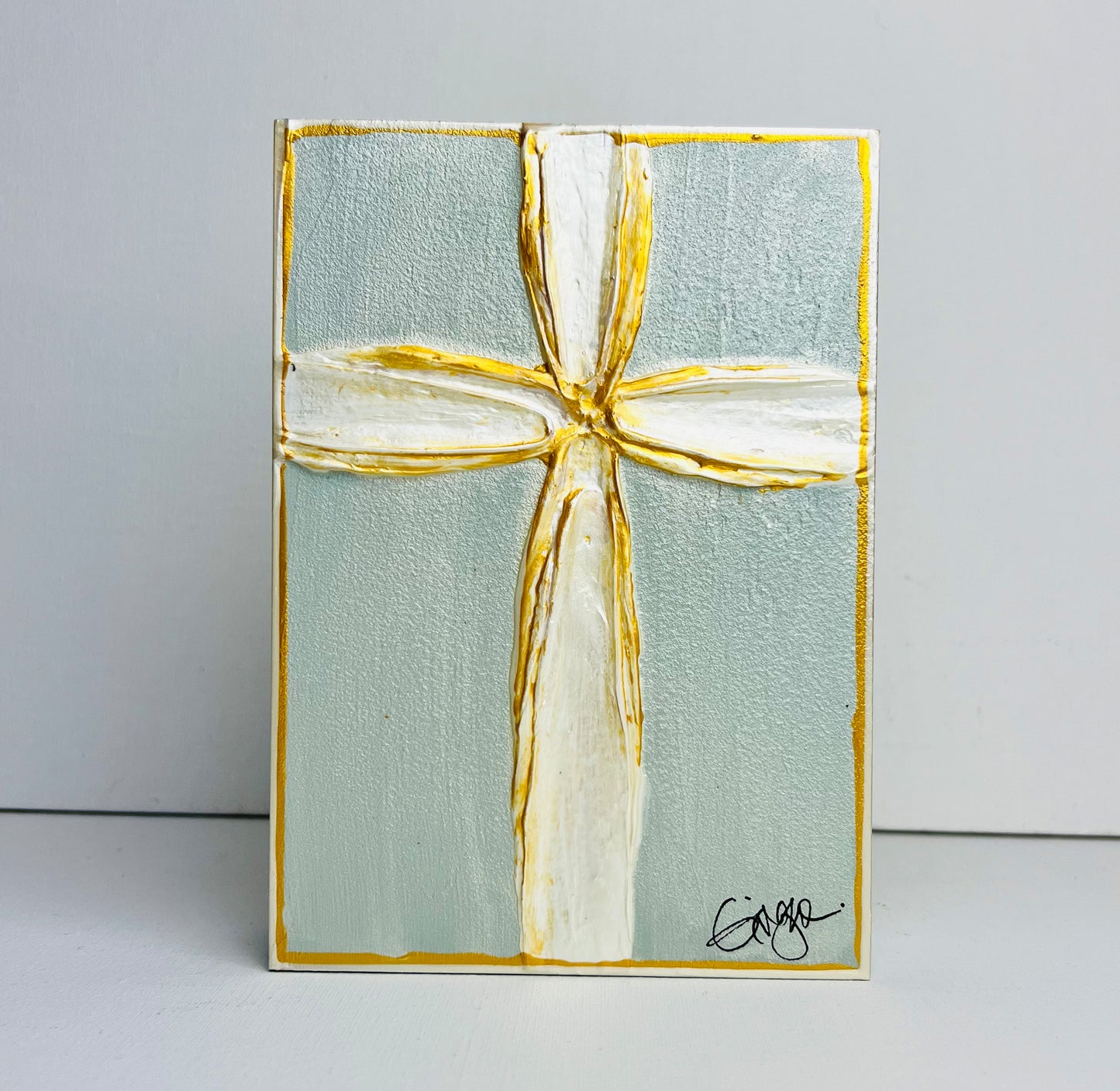 Blessed Be Cross Robins Egg Blue