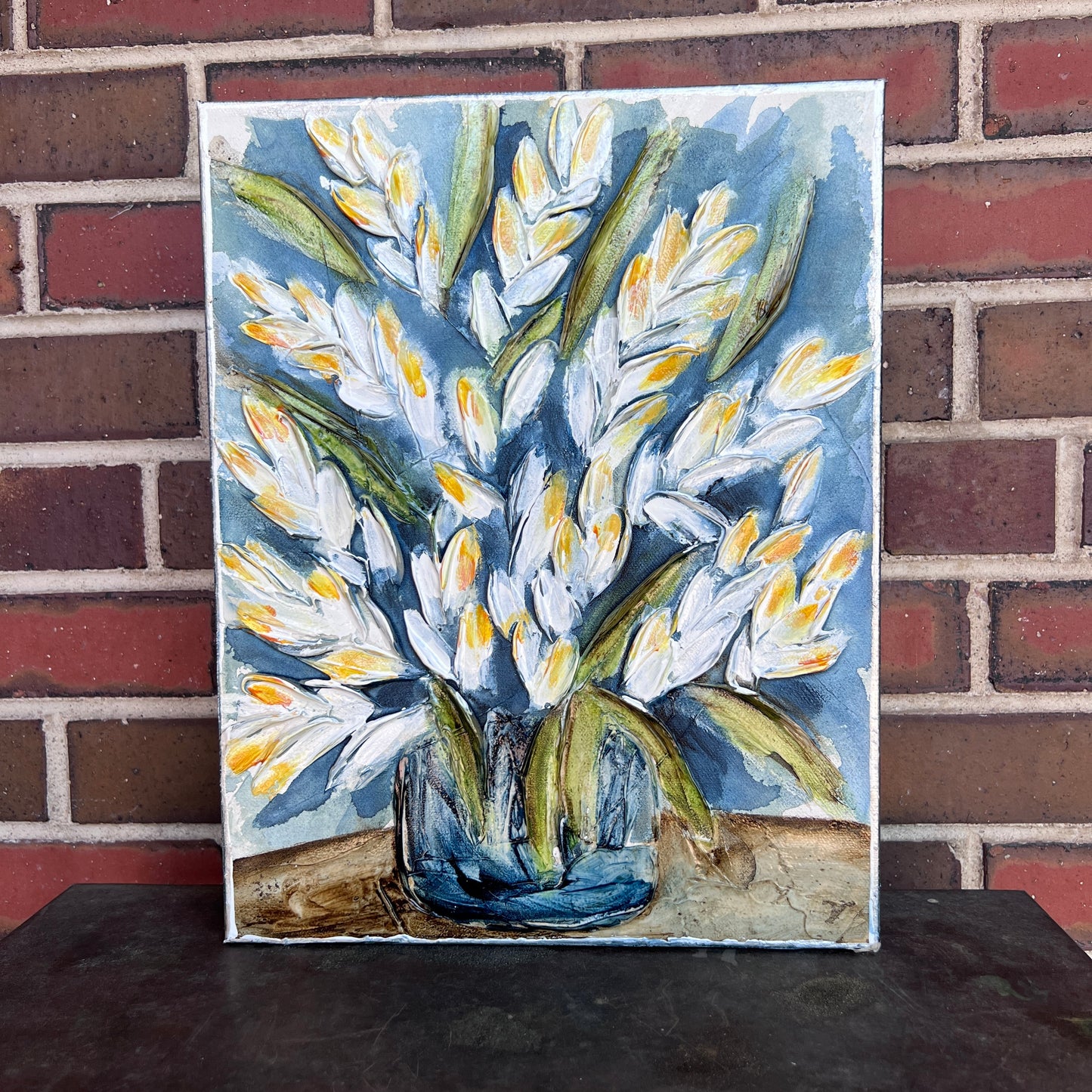 White Flowers on Navy