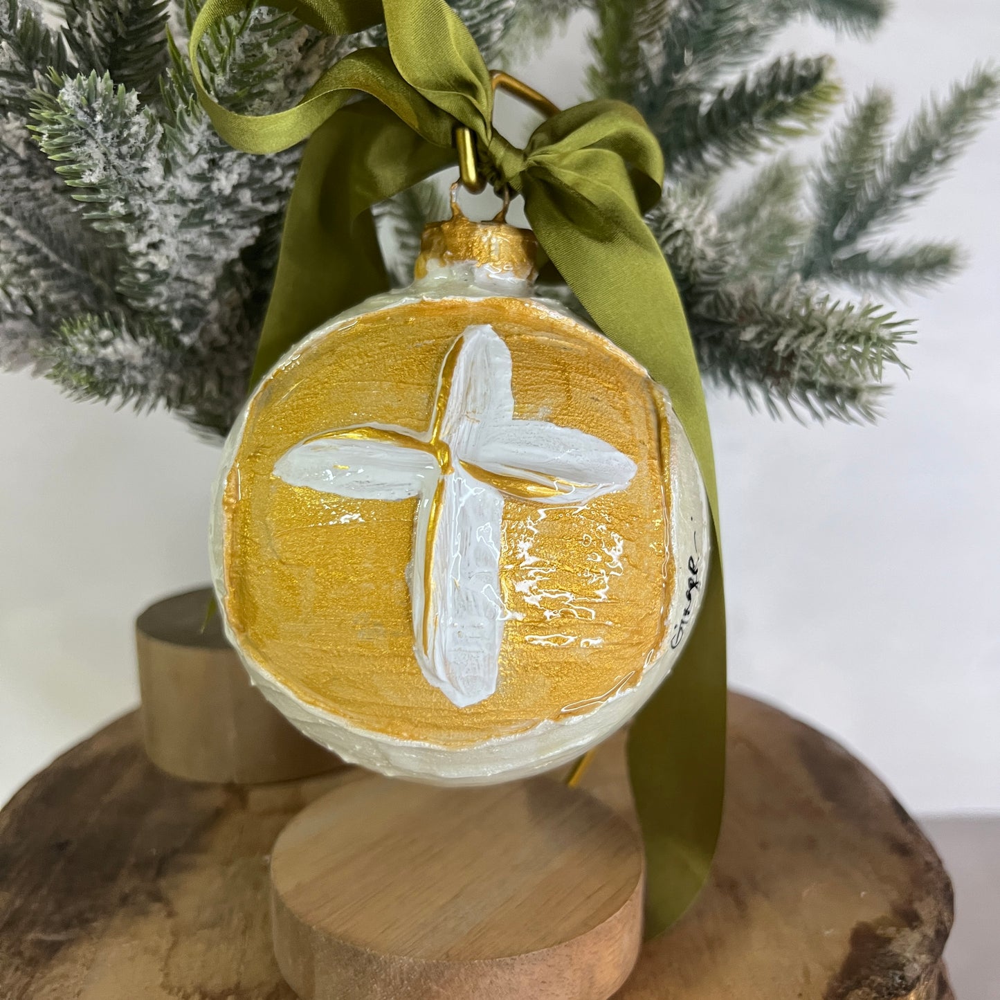 White on Gold on White Ball Ornament