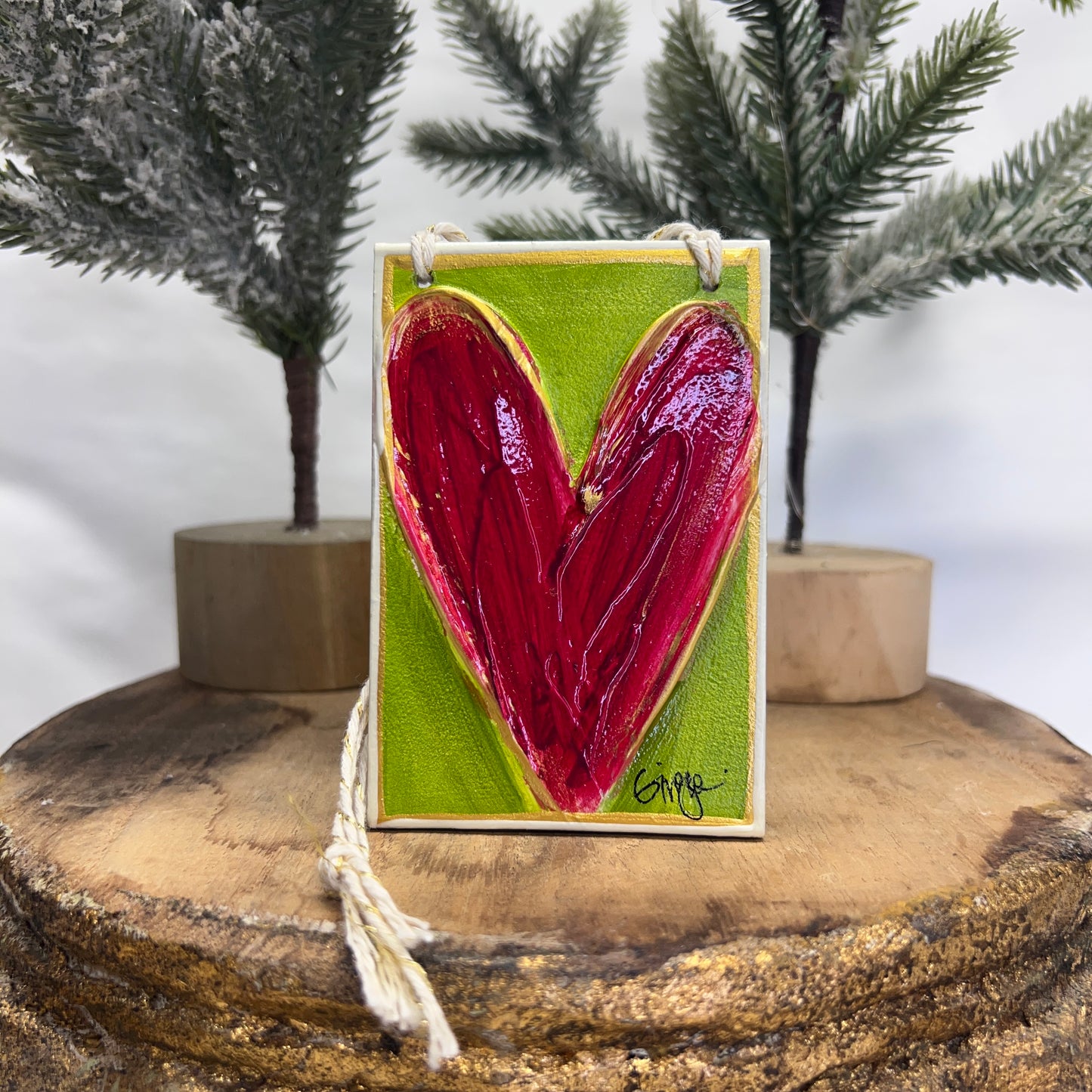 Red Heart Wood Ornament