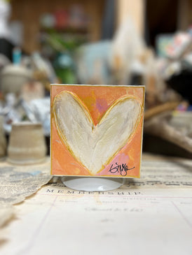 Peach Heart on Wood Canvas